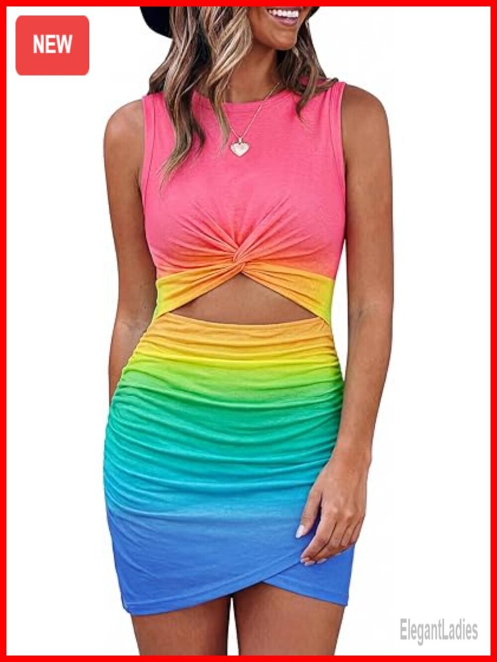 Sleeveless Crew Neck Bodycon Twist Knot Mini Dress Club Party Beach